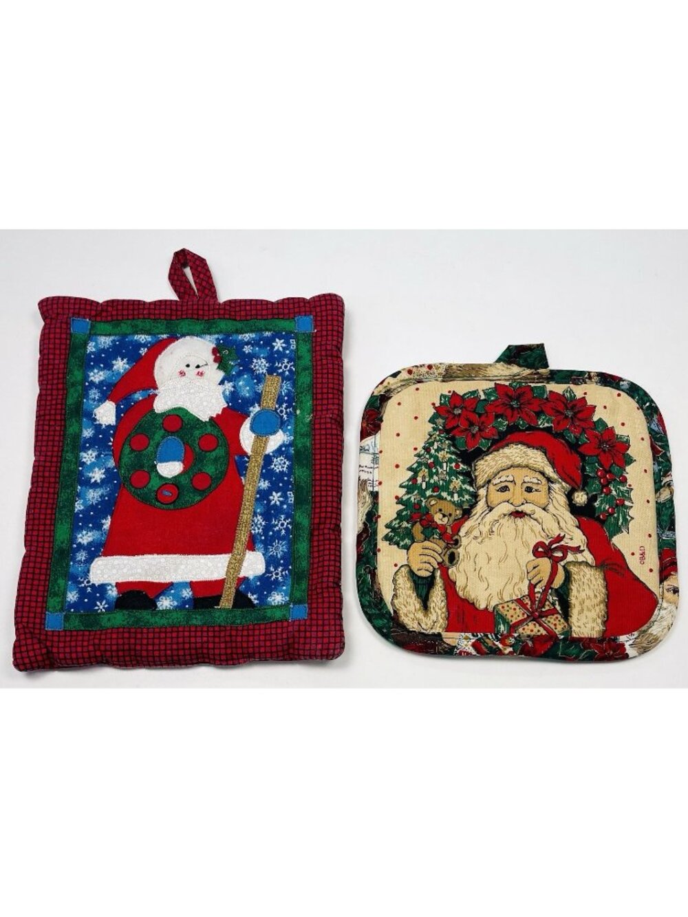 VTG Lot 2 B&D 7-8" Christmas Holiday Santa Hot Pad POTHOLDER Granny Cottage EUC